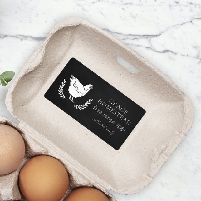 Chalkboard Black Farm Chicken Egg Carton Product Label (Creator Uploaded)