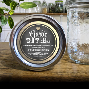 Chalkboard Black & Gold Custom Canning Classic Round Sticker