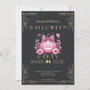 Chalkboard Black & Gold Jack-O' Lantern Halloween Invitation
