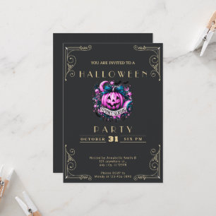Chalkboard Black & Gold Spooky Season Halloween Invitation