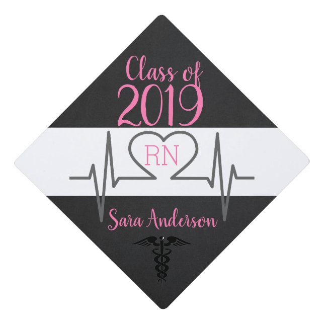 Chalkboard Black Nursing Graduatuion Tassel Topper (Front)