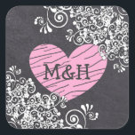 Chalkboard Black & Pink Heart  Wedding Stickers<br><div class="desc">Chalkboard Black & Pink I Do Heart  Wedding Stickers monogrammed bride and groom initials.</div>