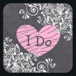 Chalkboard Black & Pink Heart  Wedding Stickers<br><div class="desc">Chalkboard Black & Pink I Do Heart  Wedding Stickers</div>