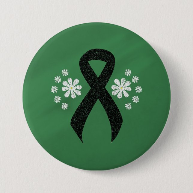 Chalkboard Black Ribbon Button (Front)