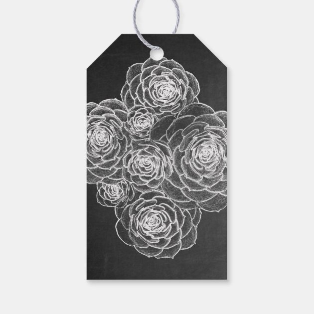 Chalkboard Black Succulents Wedding Gift Tags