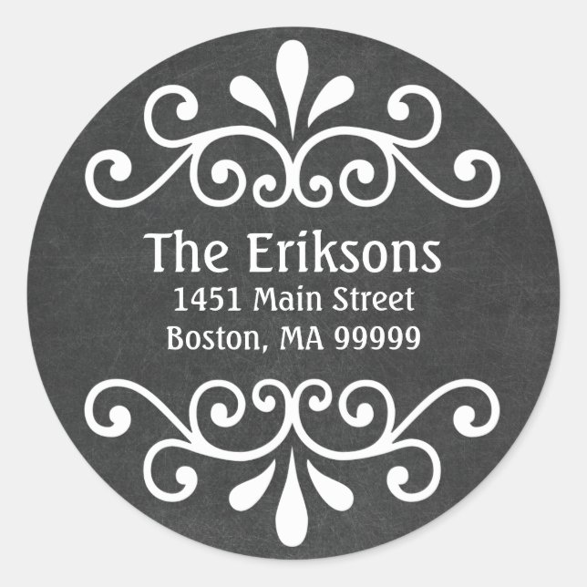 Chalkboard Black White Personalized Address Labels (Front)