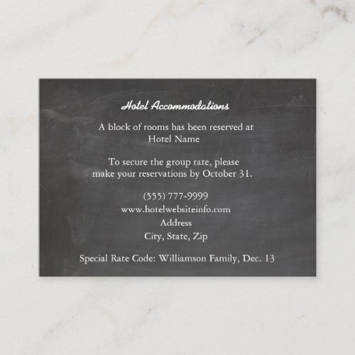 Chalkboard Black Wood Hotel Enclosure Cards Business Card