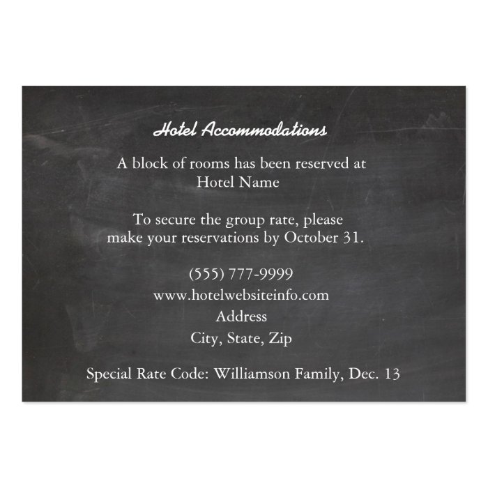 Chalkboard Black Wood Hotel Enclosure Cards Business Card