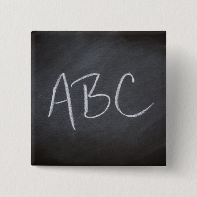 Chalkboard Blackboard Background ABC Retro Style Pinback Button (Front)