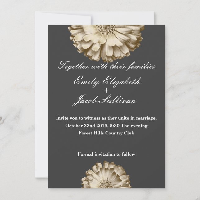 Chalkboard Blackboard Daisy Inspired Wedding Save  The Date (Front)