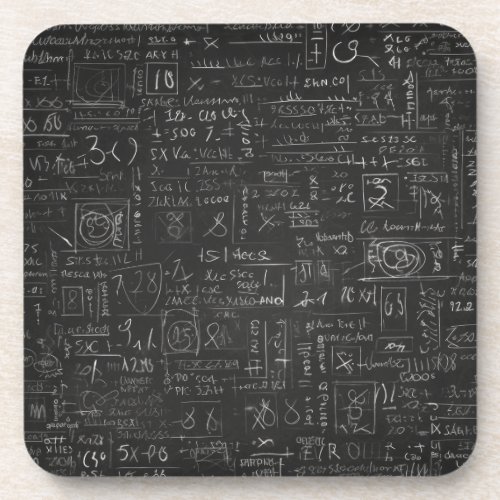 Chalkboard  Blackboard Scribbles and Symbols Beverage Coaster