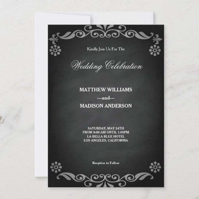 Chalkboard Blackboard Wedding Invitation (Front)