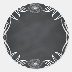 Chalkboard Blank Floral Swirl Customize Text Classic Round Sticker