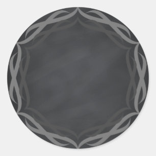 Chalkboard Blank Floral Swirl Customize Text Classic Round Sticker