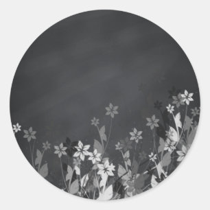 Chalkboard Blank Floral Swirl Customize Text Classic Round Sticker
