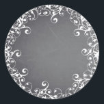 Chalkboard Blank Floral Swirl Faux Customize Text Classic Round Sticker<br><div class="desc">A clean blank chalkboard or blackboard to customize the text for every occasion.</div>