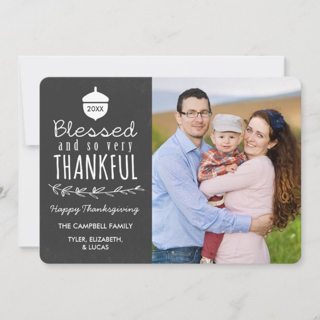 Chalkboard Blessed Thanksgiving Photo Card