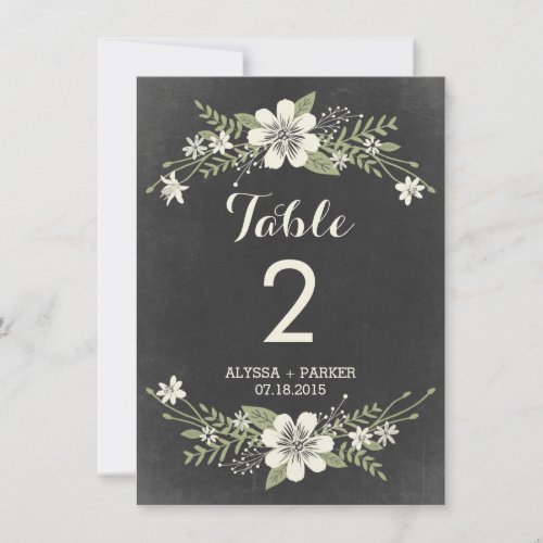 Chalkboard Blooms Double-Sided Table Number Card Invites