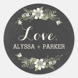 Chalkboard Blooms Favor Sticker