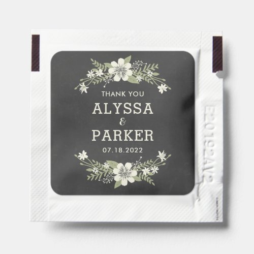 Chalkboard Blooms Personalized Wedding Favors Hand Sanitizer Packet