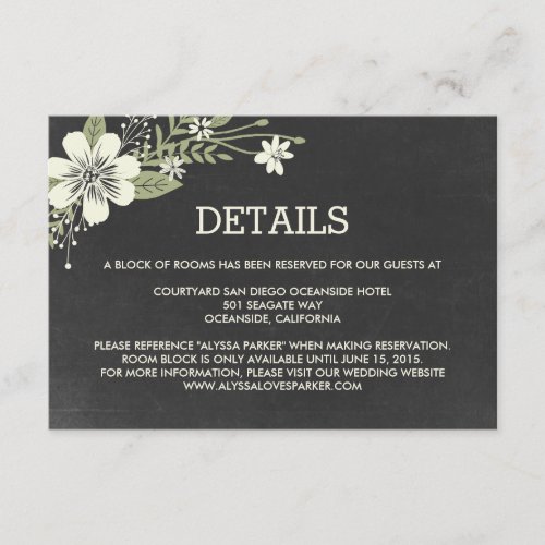 Chalkboard Blooms Wedding Enclosure Cards