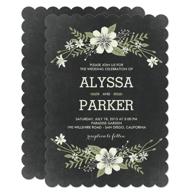 Chalkboard Blooms Wedding Invitations