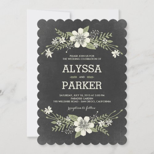 Chalkboard Blooms Wedding Invitations