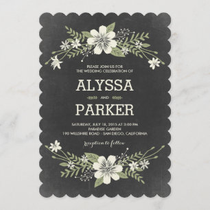 Chalkboard Blooms Wedding Invitations