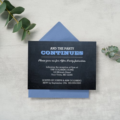 Chalkboard Blue After Party Invitation