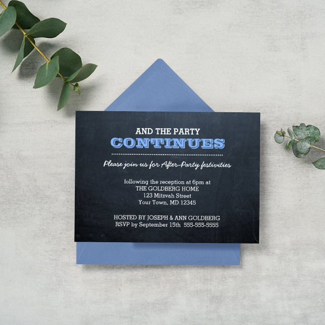 Chalkboard Blue After Party Invitation (Creator Uploaded)