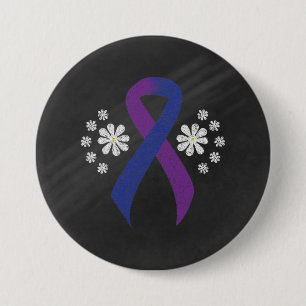 Chalkboard Blue and Purple Ribbon Button