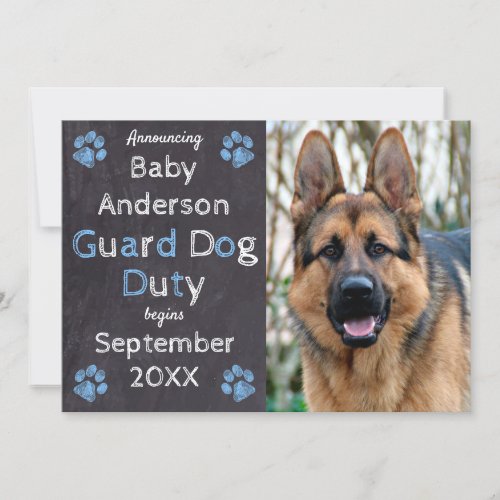 Chalkboard Blue Baby Dog Pregnancy Announcement