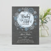 Chalkboard Blue Baby It's Cold Outside Invitation (Standing Front)