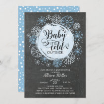 Chalkboard Blue Baby It's Cold Outside Invitation