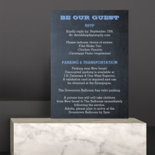 Chalkboard Blue Bar Mitzvah Guest Information Announcement