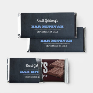 Chalkboard Blue Bar Mitzvah Hershey Bar Favors