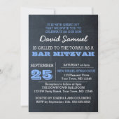 Chalkboard Blue Bar Mitzvah Invitation (Front)
