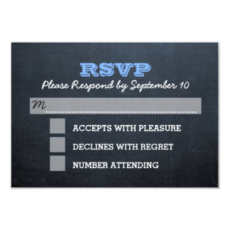 Chalkboard Blue Bar Mitzvah RSVP Card