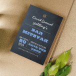 Chalkboard Blue Bar Mitzvah Save the Date Card<br><div class="desc">Designed to coordinate with the entire Chalkboard Blue Bar Mitzvah Collection,  these Save the Date Cards announce your event with style. Each field is fully customizable to say just what you want!</div>