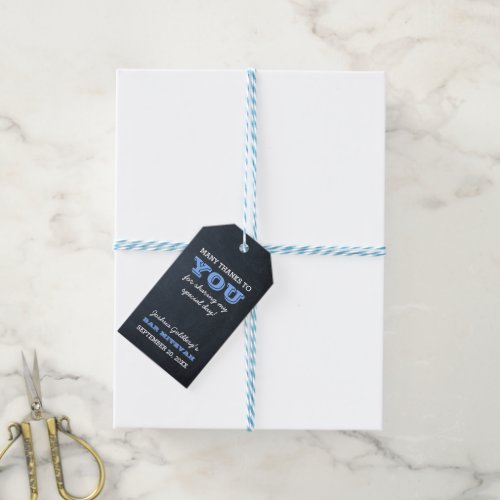 Chalkboard Blue Bar Mitzvah Thank You Gift Tags