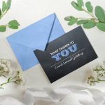 Chalkboard Blue Bar Mitzvah Thank You Note<br><div class="desc">Show your gratitude in style with these classy Thank You Notes. Each line of text is fully customizable,  including optional inside message,  to say just what you want (delete to leave blank).</div>