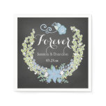 Chalkboard Blue Bells Forever Wedding Paper Napkin