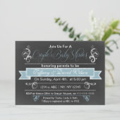 chalkboard blue Couple's Baby shower Invitation (Standing Front)