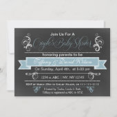 chalkboard blue Couple's Baby shower Invitation (Front)