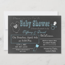 Chalkboard blue Couple's Baby shower Invitation