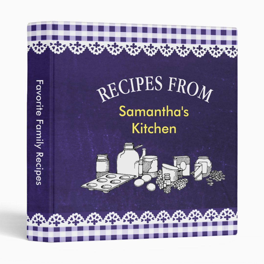 Chalkboard Blue Denim 3 Ring Recipe Binder Zazzle