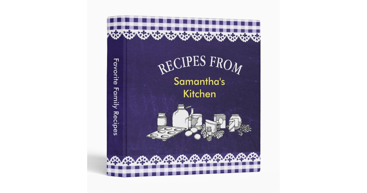 Chalkboard Blue Denim 3 Ring Recipe Binder Zazzle