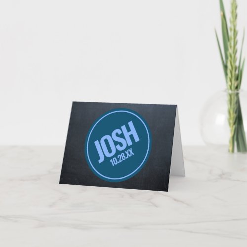 Chalkboard Blue Name Logo and Date Note Card