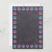 Chalkboard Blue Pink Paw Prints Gender Reveal Invitation (Back)