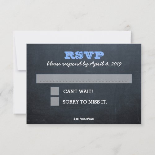 Chalkboard Blue RSVP Card with Guest Message Lines